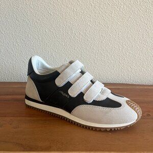 J Slides 'Lyla' Sneaker - white/black leather, 8.5